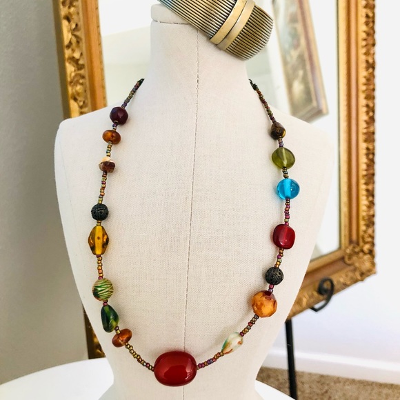 Vintage Modernist Bracelet & Glass Necklace - Picture 15 of 15